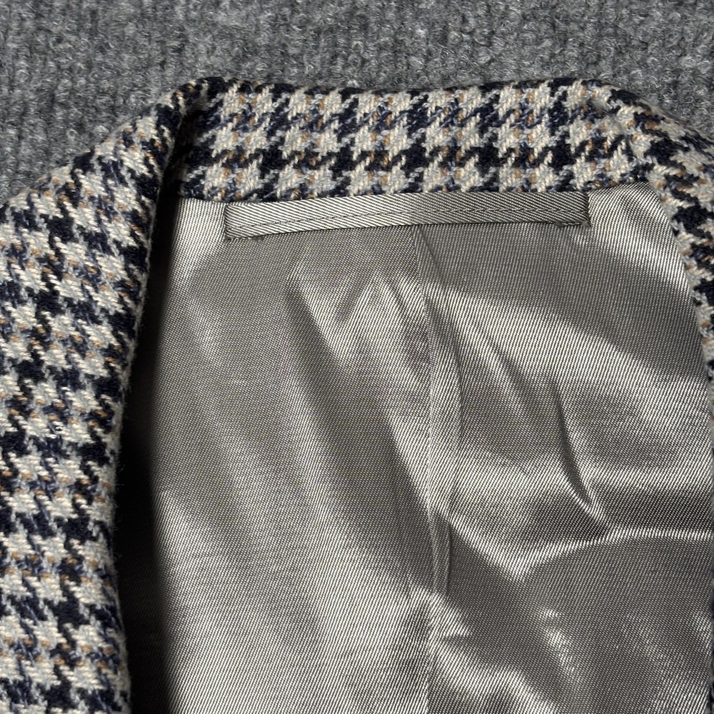 British Tailor Blazer Mens Large Gray Houndstooth Tweed Sport Coat Peter So - Picture 6 of 16